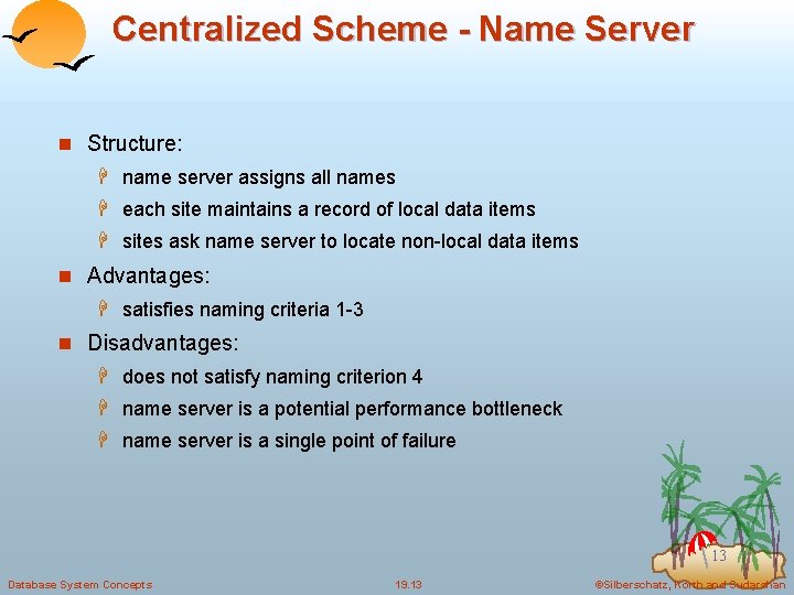 Centralized Scheme - Name Server n Structure: H name server assigns all names H