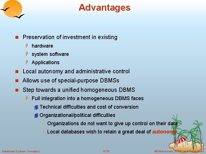Advantages n Preservation of investment in existing H hardware H system software H Applications