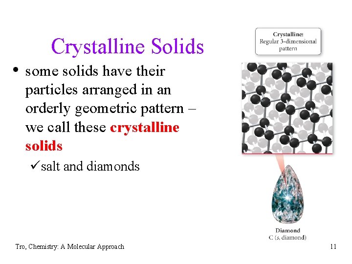 Crystalline Solids • some solids have their particles arranged in an orderly geometric pattern Crystalline Solids • some solids have their particles arranged in an orderly geometric pattern