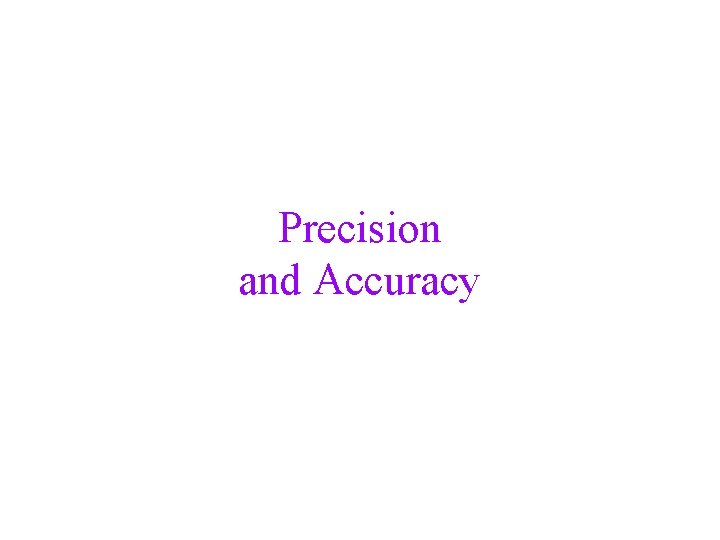 Precision and Accuracy Precision and Accuracy