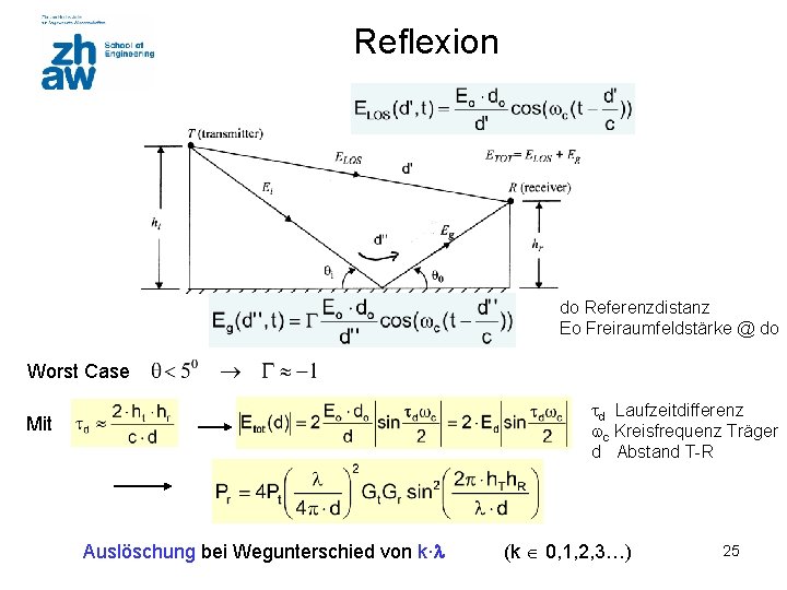 Reflexion do Referenzdistanz Eo Freiraumfeldstärke @ do Worst Case d Laufzeitdifferenz c Kreisfrequenz Träger