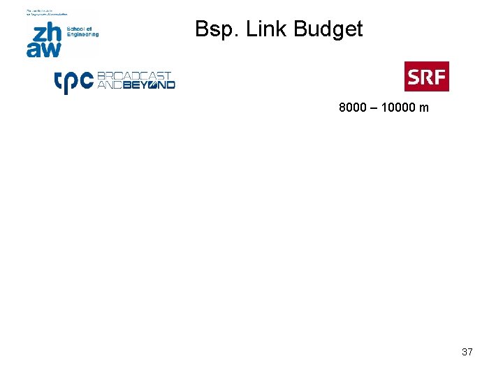 Bsp. Link Budget 8000 – 10000 m 37 