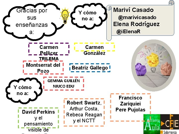 Gracias por sus enseñanzas a: Y cómo no a: Mariví Casado @marivicasado Elena Rodríguez Gracias por sus enseñanzas a: Y cómo no a: Mariví Casado @marivicasado Elena Rodríguez