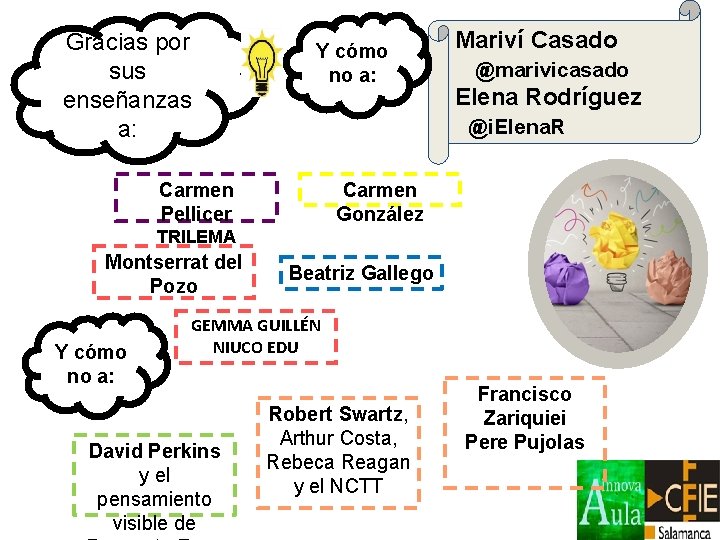 Gracias por sus enseñanzas a: Y cómo no a: Mariví Casado @marivicasado Elena Rodríguez