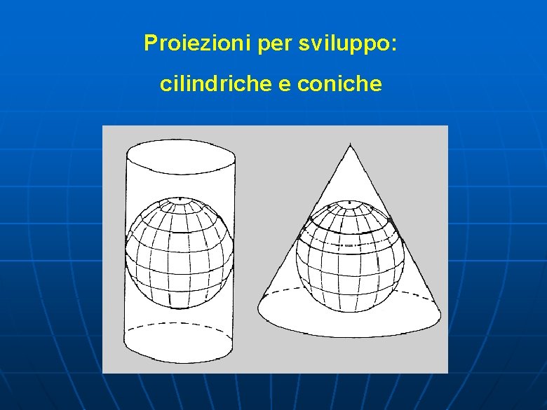 Proiezioni per sviluppo: cilindriche e coniche 