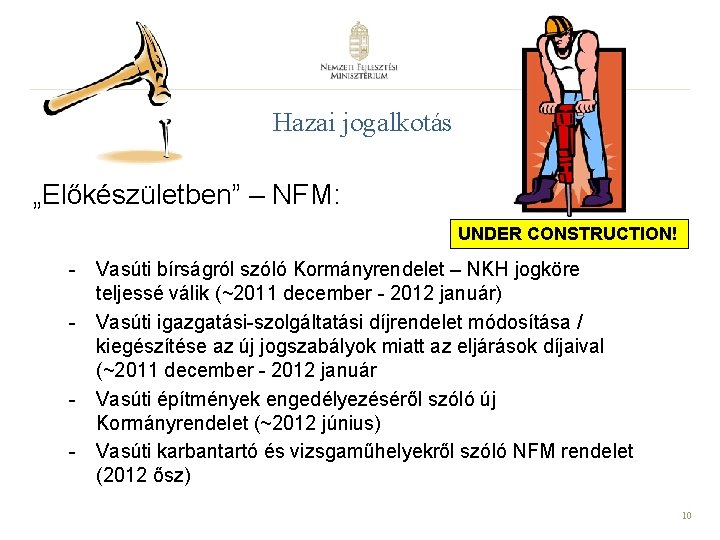 Hazai jogalkotás „Előkészületben” – NFM: UNDER CONSTRUCTION! - Vasúti bírságról szóló Kormányrendelet – NKH