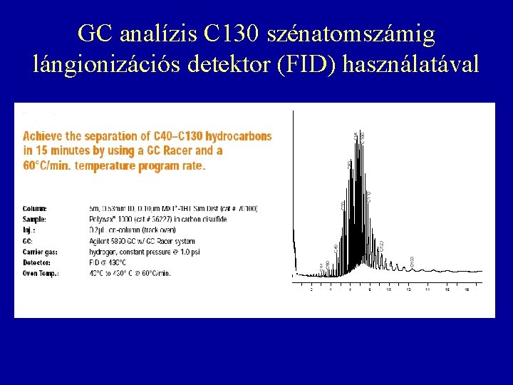 GC analízis C 130 szénatomszámig lángionizációs detektor (FID) használatával GC analízis C 130 szénatomszámig lángionizációs detektor (FID) használatával