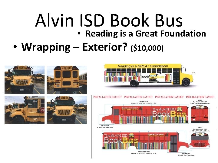Alvin ISD Book Bus • Reading is a Great Foundation • Wrapping – Exterior?