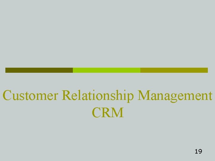 Customer Relationship Management CRM 19 