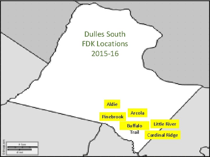 Dulles South FDK Locations 2015 -16 Aldie Pinebrook Arcola Buffalo Trail Little River Cardinal