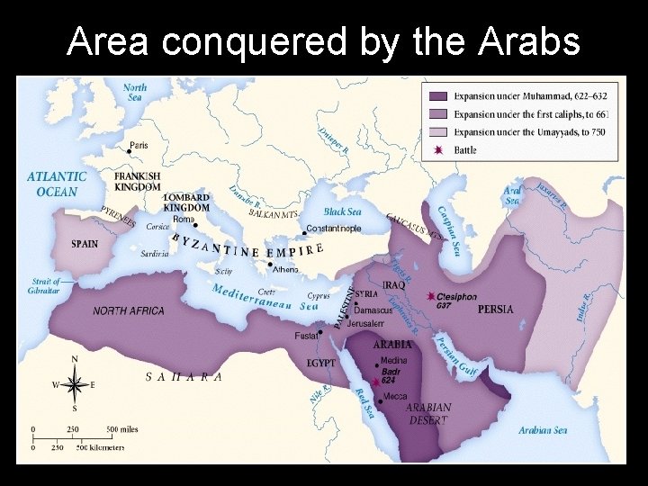 Area conquered by the Arabs 