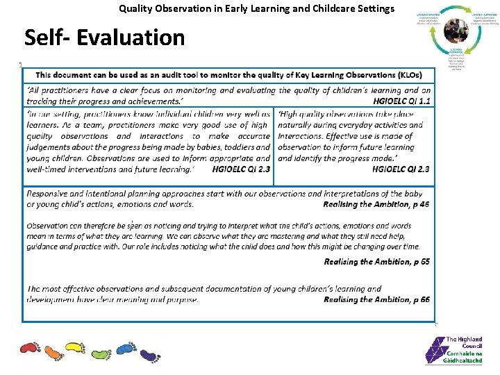 Quality Observation in Early Learning and Childcare Settings Self- Evaluation 