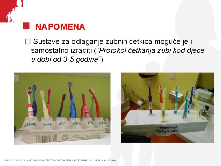 NAPOMENA � Sustave za odlaganje zubnih četkica moguće je i samostalno izraditi (˝Protokol četkanja