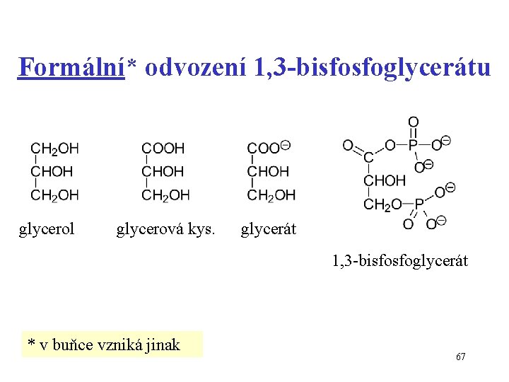 Formální* odvození 1, 3 -bisfosfoglycerátu glycerol glycerová kys. glycerát 1, 3 -bisfosfoglycerát * v