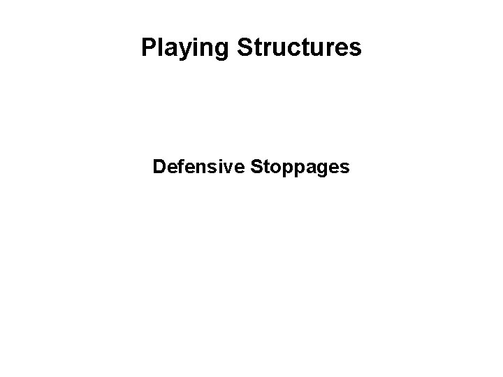 Playing Structures Defensive Stoppages 