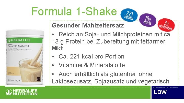 Formula 1 -Shake Gesunder Mahlzeitersatz • Reich an Soja- und Milchproteinen mit ca. 18