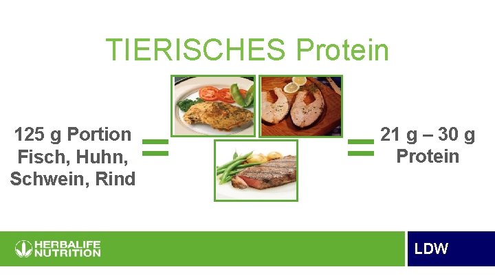 TIERISCHES Protein 125 g Portion Fisch, Huhn, Schwein, Rind = = 21 g –