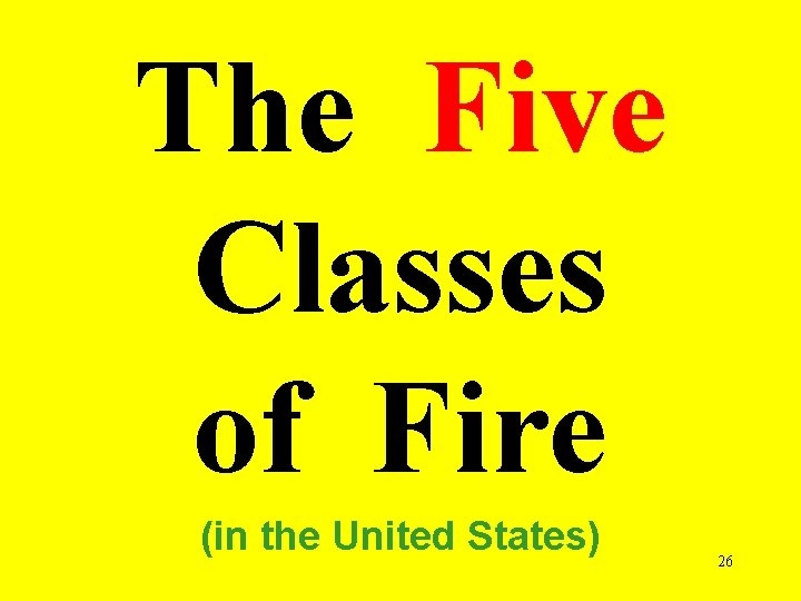 The Five Classes of Fire (in the United States) 26 