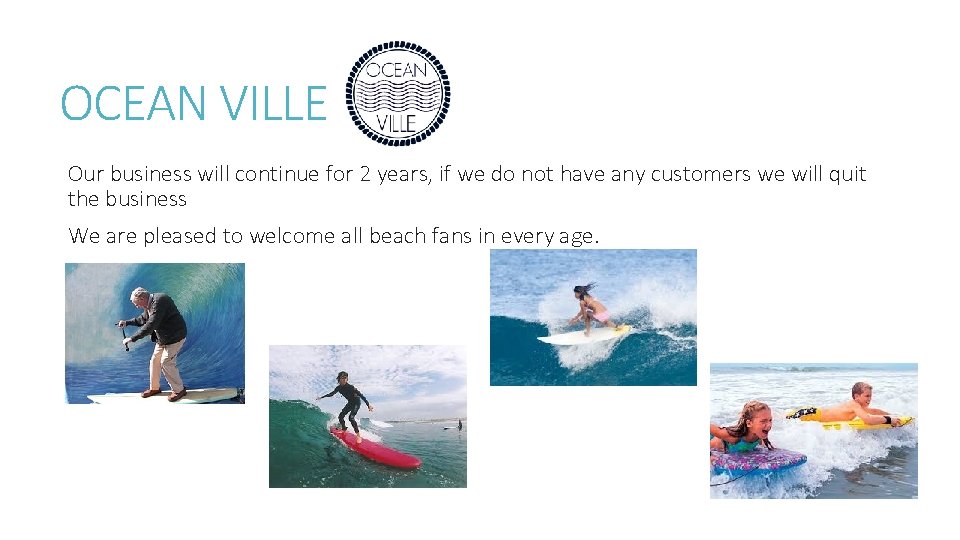 OCEAN VILLE Our business will continue for 2 years, if we do not have