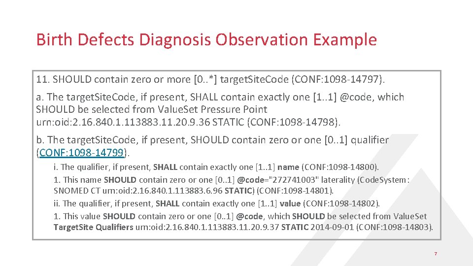 Birth Defects Diagnosis Observation Example 11. SHOULD contain zero or more [0. . *]