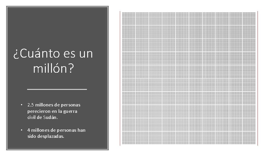 ¿Cuánto es un millón? • 2. 5 millones de personas perecieron en la guerra ¿Cuánto es un millón? • 2. 5 millones de personas perecieron en la guerra
