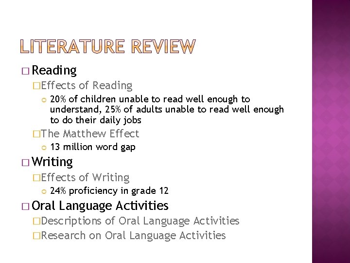 � Reading �Effects 20% of children unable to read well enough to understand, 25%