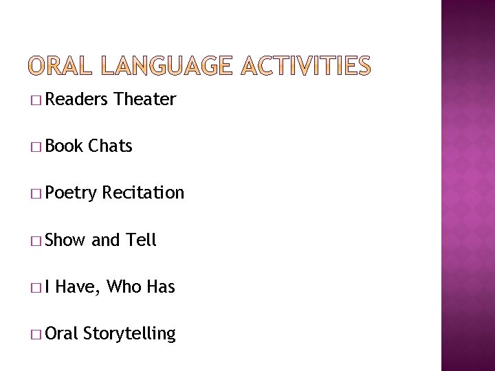 � Readers � Book Chats � Poetry � Show �I Theater Recitation and Tell