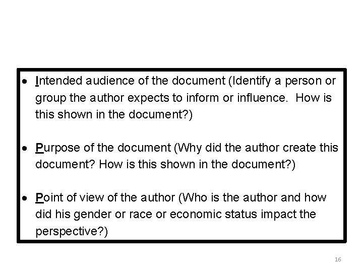  Intended audience of the document (Identify a person or group the author expects