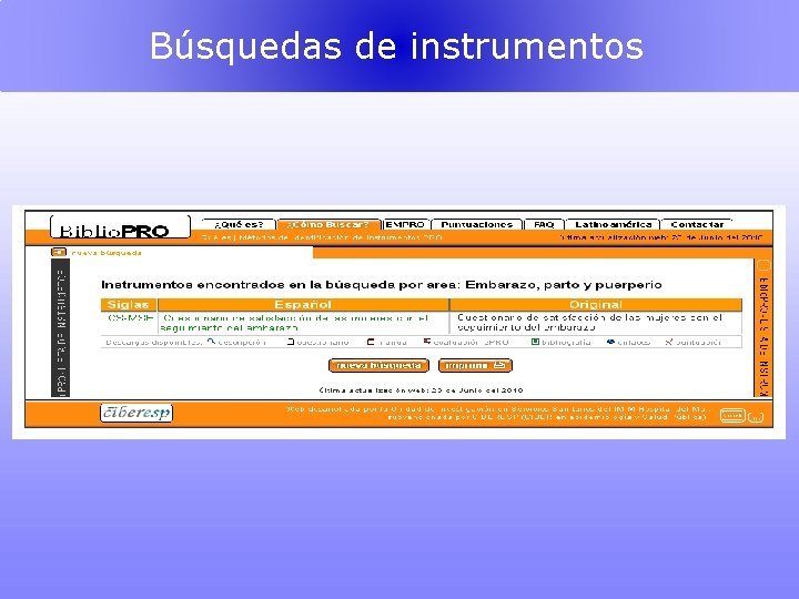 Búsquedas de instrumentos 