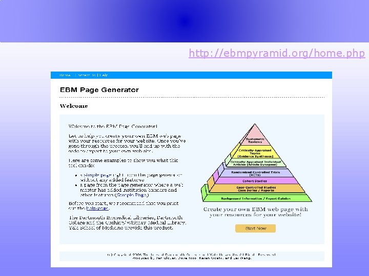 http: //ebmpyramid. org/home. php 