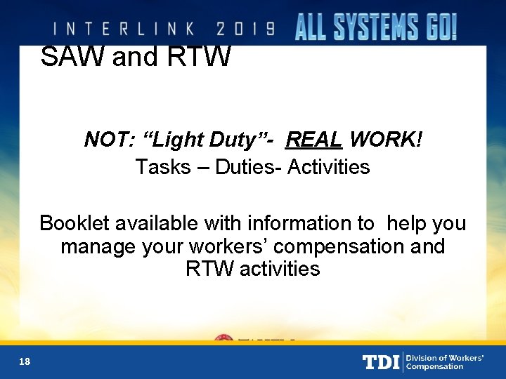 SAW and RTW NOT: “Light Duty”- REAL WORK! Tasks – Duties- Activities Booklet available