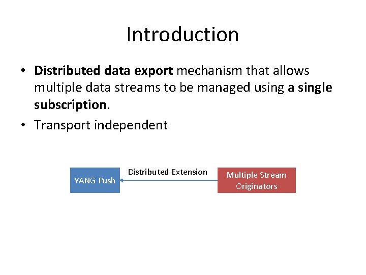 Introduction • Distributed data export mechanism that allows multiple data streams to be managed