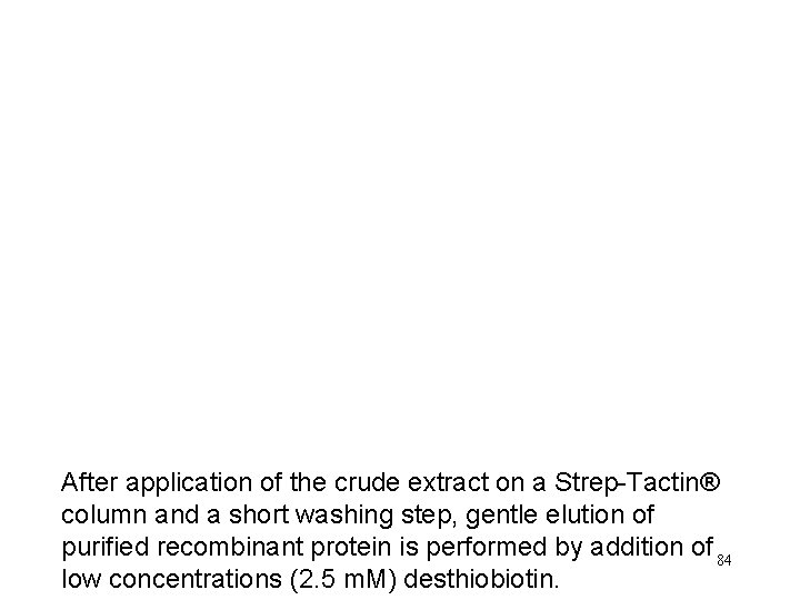 After application of the crude extract on a Strep-Tactin® column and a short washing