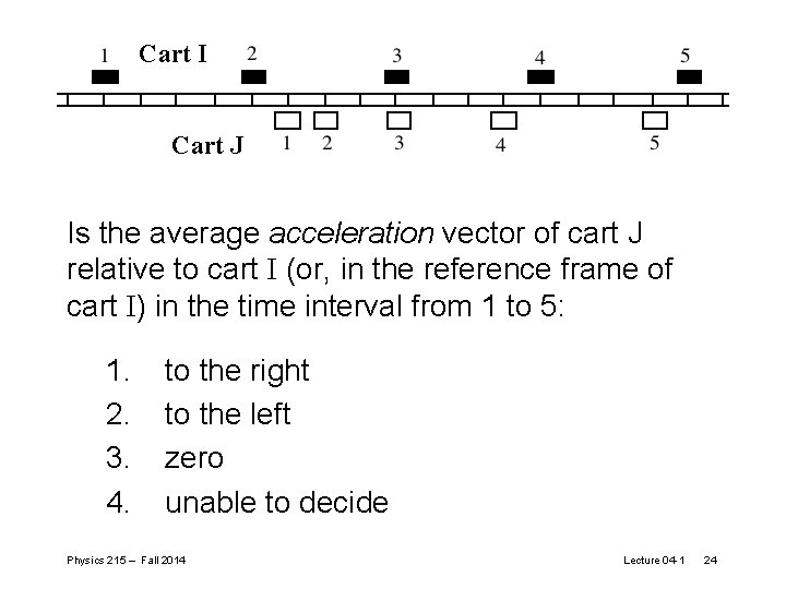 Cart I Cart J Is the average acceleration vector of cart J relative to