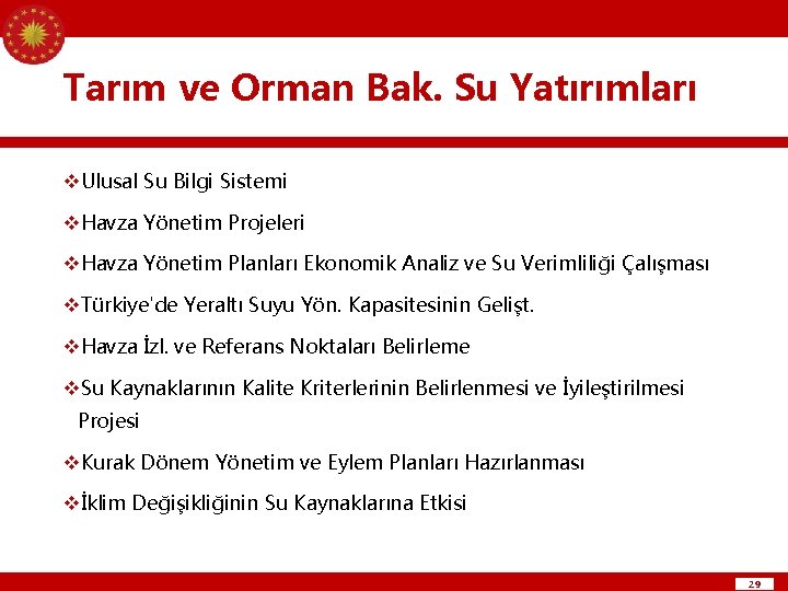 Tarım ve Orman Bak. Su Yatırımları v. Ulusal Su Bilgi Sistemi v. Havza Yönetim