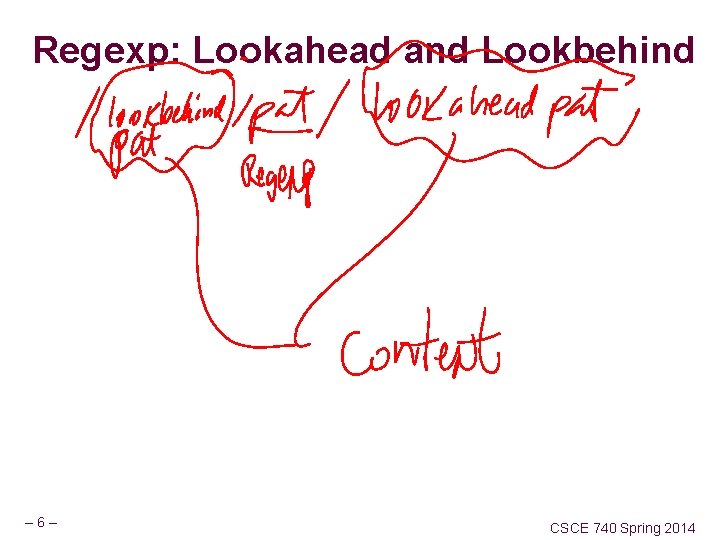 Regexp: Lookahead and Lookbehind – 6– CSCE 740 Spring 2014 