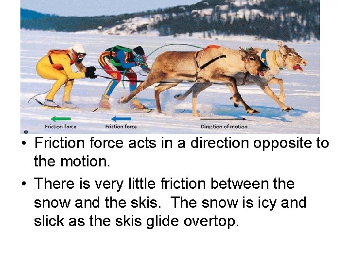  • Friction force acts in a direction opposite to the motion. • There