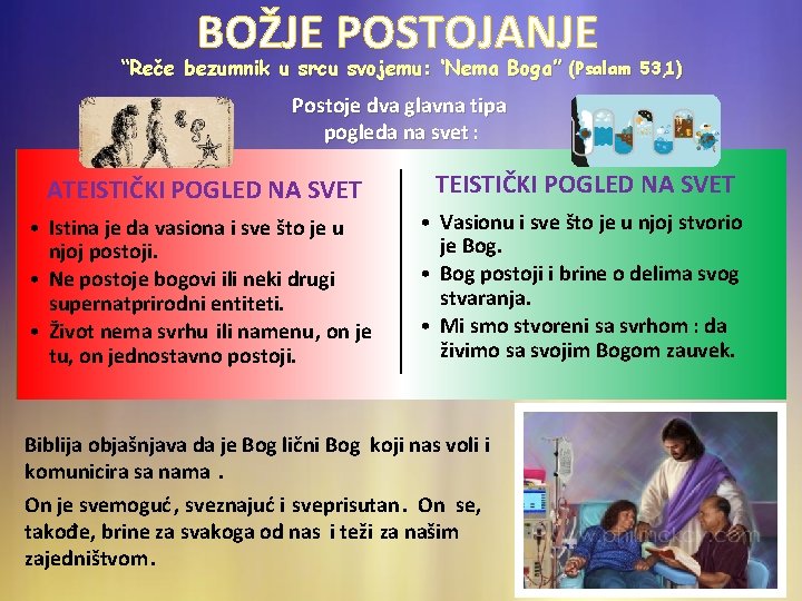 BOŽJE POSTOJANJE “Reče bezumnik u srcu svojemu: ‘Nema Boga. ’” (Psal am 53, 1)