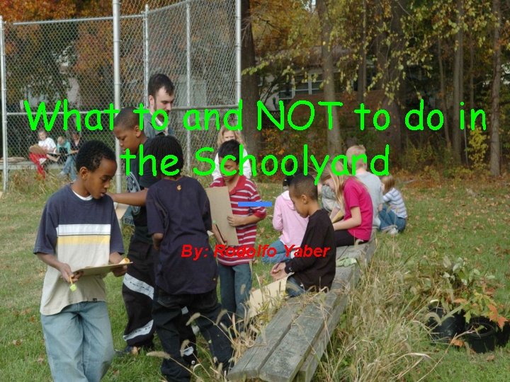 What to and NOT to do in the Schoolyard By: Rodolfo Yaber 