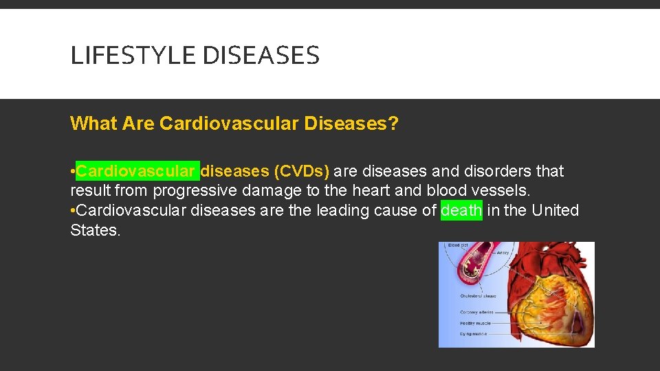 LIFESTYLE DISEASES What Are Cardiovascular Diseases? • Cardiovascular diseases (CVDs) are diseases and disorders