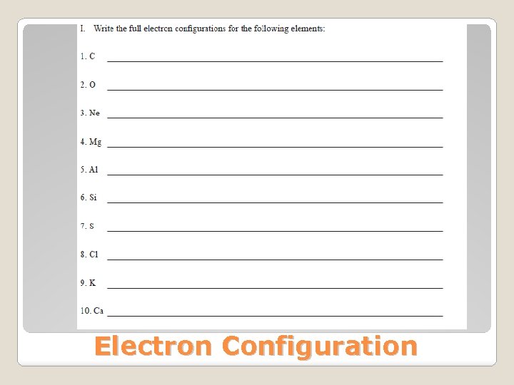 Electron Configuration 
