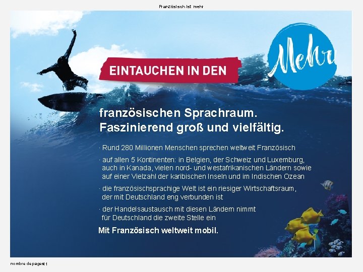 Französisch ist mehr französischen Sprachraum. Faszinierend groß und vielfältig. · Rund 280 Millionen Menschen