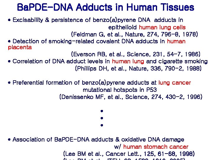 Ba. PDE-DNA Adducts in Human Tissues Excisability & persistence of benzo(a)pyrene DNA adducts in
