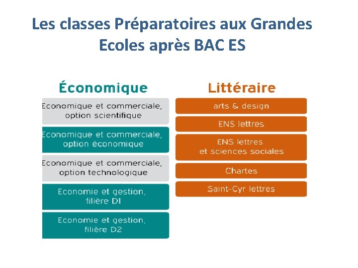 Les classes Préparatoires aux Grandes Ecoles après BAC ES 