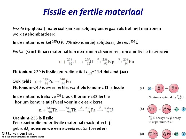 Fissile en fertile materiaal Fissile (splijtbaar) materiaal kan kernsplijting ondergaan als het met neutronen