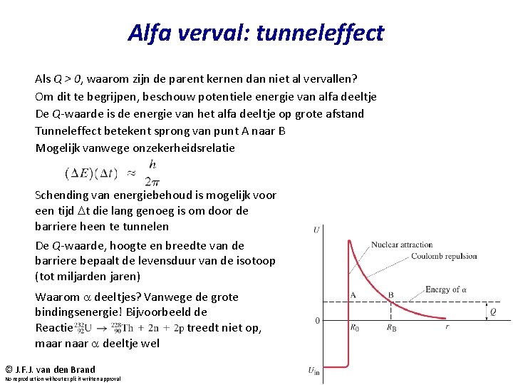 Alfa verval: tunneleffect Als Q > 0, waarom zijn de parent kernen dan niet