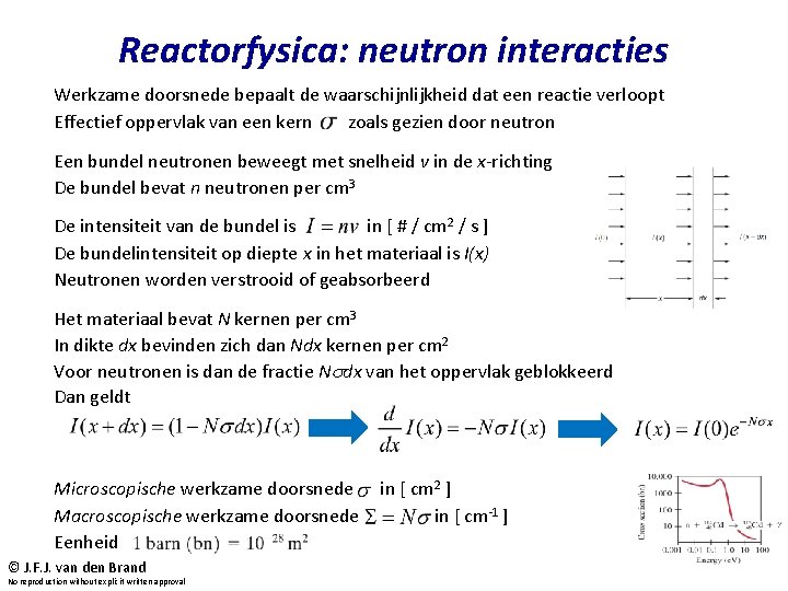 Reactorfysica: neutron interacties Werkzame doorsnede bepaalt de waarschijnlijkheid dat een reactie verloopt Effectief oppervlak