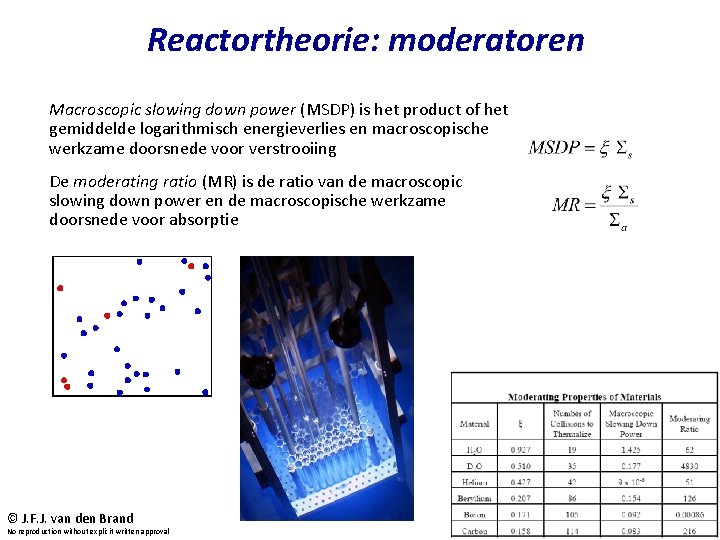 Reactortheorie: moderatoren Macroscopic slowing down power (MSDP) is het product of het gemiddelde logarithmisch