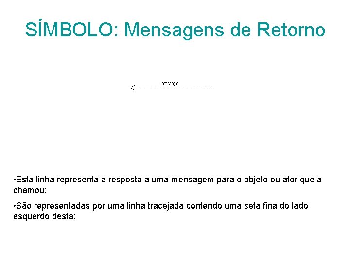 SÍMBOLO: Mensagens de Retorno • Esta linha representa a resposta a uma mensagem para