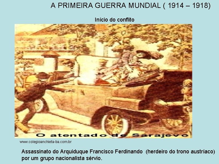 A PRIMEIRA GUERRA MUNDIAL ( 1914 – 1918) Início do conflito www. colegioanchieta-ba. com.